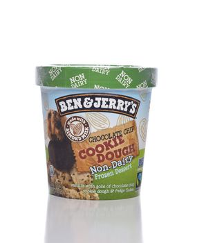 IRVINE, CALIFORNIA - 12 NOV 2020: A carton of Ben and Jerrys Cookie Dough Non-Dairy Frozen Dessert.