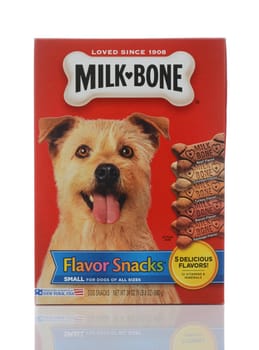 IRVINE, CALIFORNIA - MAY 22, 2019:  A box of Milk-Bone Flavor Snacks, small size for all dogs.