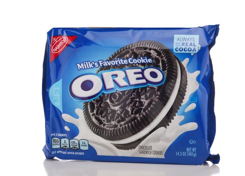 IRVINE, CALIFORNIA - APRIL 30, 2019: A package of Oreo Cookies from Nabisco. Milks Favorite Cookie.