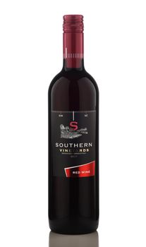 IRVINE, CALIFORNIA - DEC 28, 2018: A bottle of Southern Vineyards Red Wine, fron the Mendoza Region of Argentina.