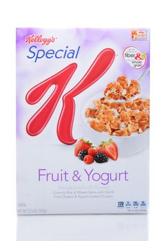 IRVINE, CA - JUNE 23, 2014: A box of Kellogg's Special K Fruit and Yogurt Cereal. Since 1956, Special K is a lightly toasted breakfast cereal made primarily from rice and wheat.
