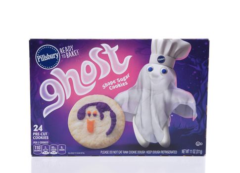 IRVINE, CA - SEPTEMBER 22, 2017: Pillsbury Ghost Shape Sugar Cookies. The seasonal cookies are a Halloween favorite.