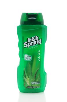IRVINE, CA, JAN 31, 2011: Single Bottle of 18oz Irish Spring Body Wash on a white backgorund
