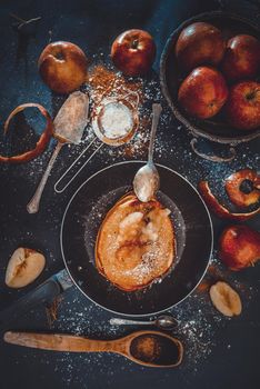 home-cooked pancakes with apple jam