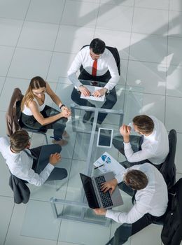 view from the top.meeting of shareholders of the company at the round - table.