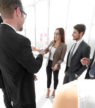 Business team during their meeting in the foyer