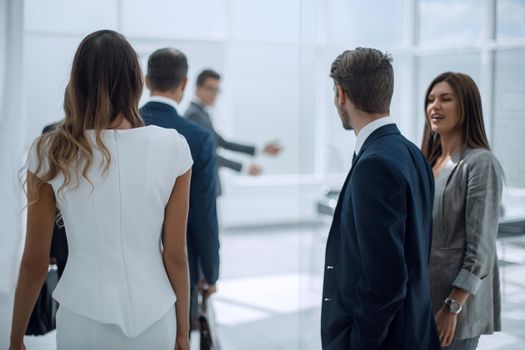 group of business people standing in the lobby of the office. business concept