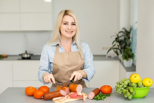 Smiling woman preparing some food
