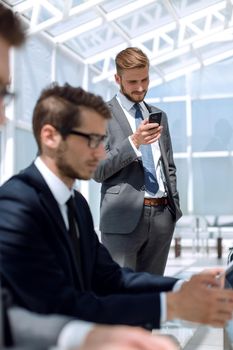 close up.businessman using laptop.photo on blurred background