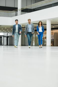 business colleagues are making steady progress on the office lobby.photo with copy space