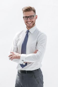 portrait of a successful business man.isolated on white background.