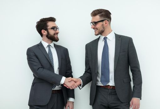 handshake of two business people.isolated on light background