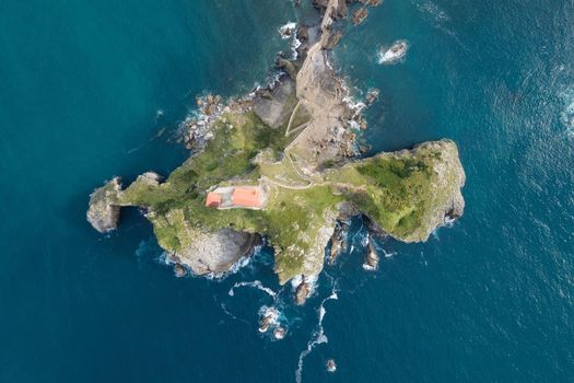 Aerial view of San Juan de Gaztelugatxe island at basque country, Spain. High quality photo.