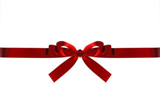 Red bow isolated on white background, birthday Valentine day Christmas decoration design element