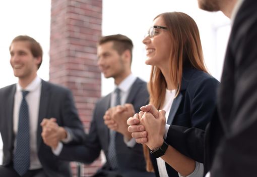 Business people hold a joint meeting