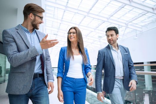 group of managers talking in the business center.business people