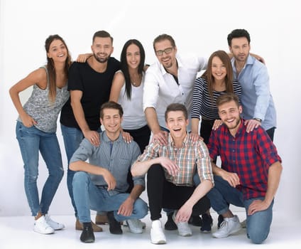 group of creative young people.isolated on light background
