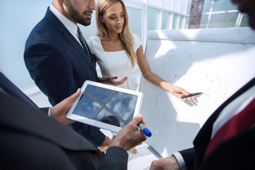 close up.business partners discussing a new design project.business meeting