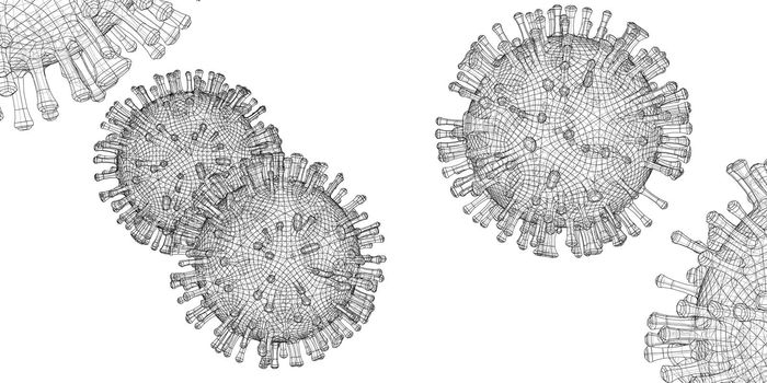 Wire-frame model of a virus. Abstract 3d microbe, virus or bacteria. Virus development concept. 3d illustration