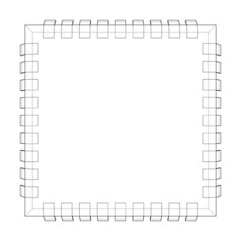 3D microchip. 3d illustration. Wire-frame or blueprint style