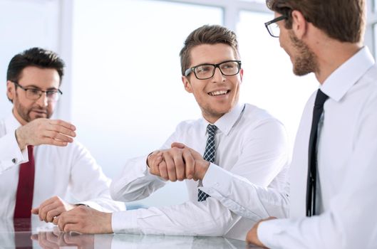 handshake of business people at a working meeting.business concept
