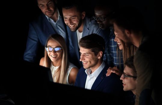 close up.a group of creative young people working in the office.photo on black background