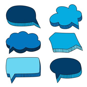 Vector speech bubbles doodle set. Hand-drawn style. Vector Illustration - set on white