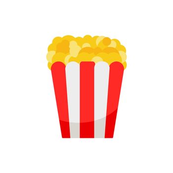 Popcorn. Cinema icon in flat design style. Vector illustration on white