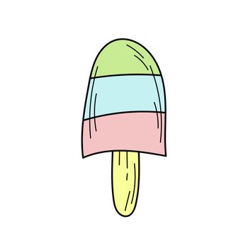 Hand drawn ice cream - ice lolly - vector illustration. Simple summer color icon for design