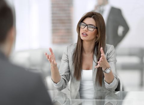 Manager talking with a client in a modern office.business concept