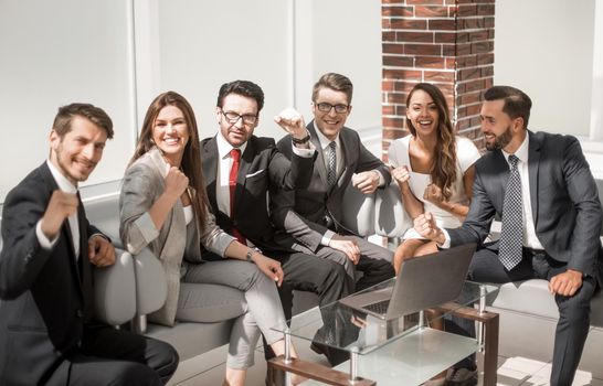 business team sitting in the office waiting room.business concept