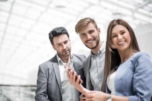 group of business people standing in a modern office.people and technology