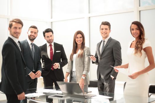 professional business team in the workplace.the concept of teamwork