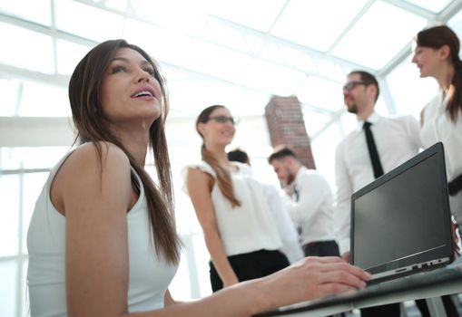 group of employees in a modern office.photo with copy space