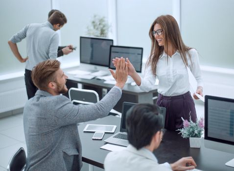 employees discussing new ideas.the concept of teamwork
