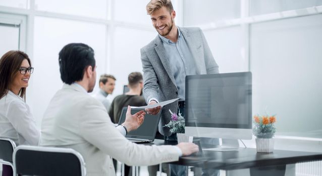 employees working with documents in the office.business concept