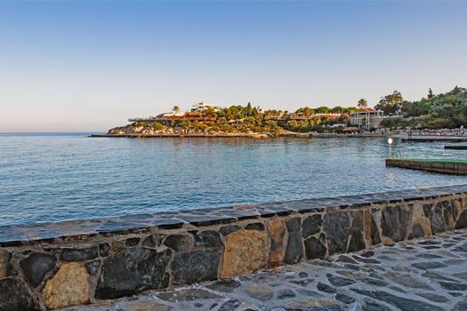 Kusadasi,Aydin,Turkey- July 25,2021.The view from Pinebay holiday village and resort in Kusadasi, in the sea and nature and summer sesason.