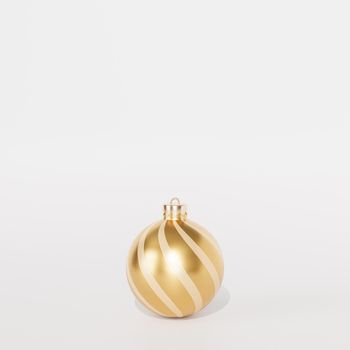 Christmas or New Year holidays background with one golden bauble or ornament, 3d render