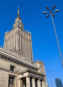 Warsaw / Poland - April 03 2019. Palace of Culture and Science in the city center