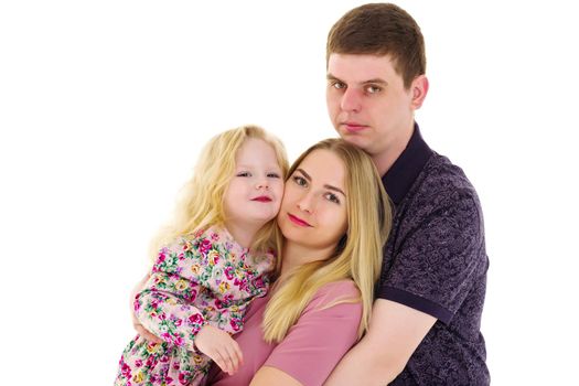 Happy family couple on a black background. Studio portrait.