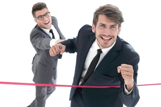 Businessman crosses the finish line . business concept.
