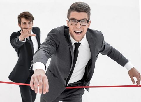 Successful entrepreneurs are happy their new victory.
