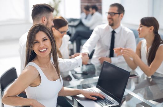 Bank employees hold a workshop.business concept