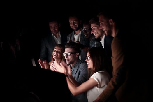 close up.happy business team in the workplace.concept of success