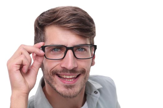 close up.successful young man with glasses .photo with copy space