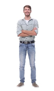 in full growth.portrait of a confident young man.isolated on white background