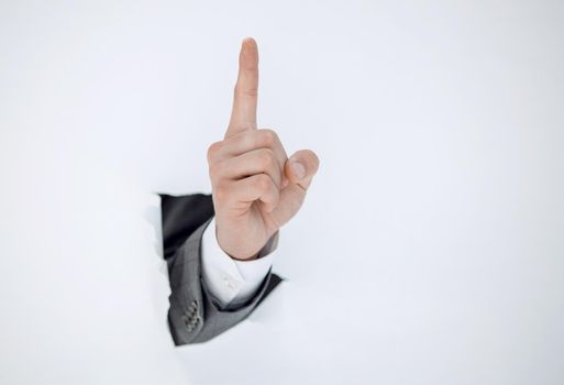 businessman hand showing a gesture of warning.photo with copy space