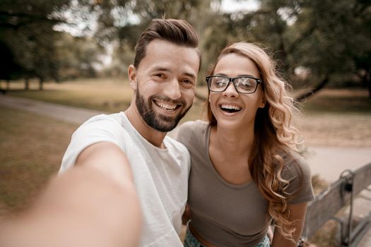 close up.young couple standing in city Park