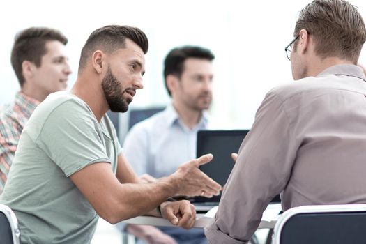 close up.the business team is discussing a new plan.start-up