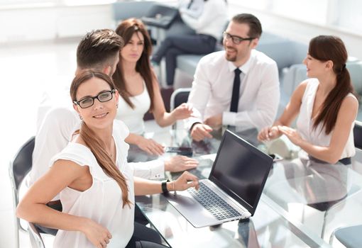 business woman working online on laptop. business concept
